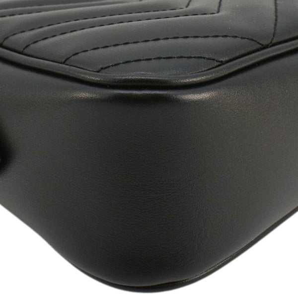 GUCCI GG Marmont Matelasse Chevron Leather Camera Crossbody Bag Black 447632