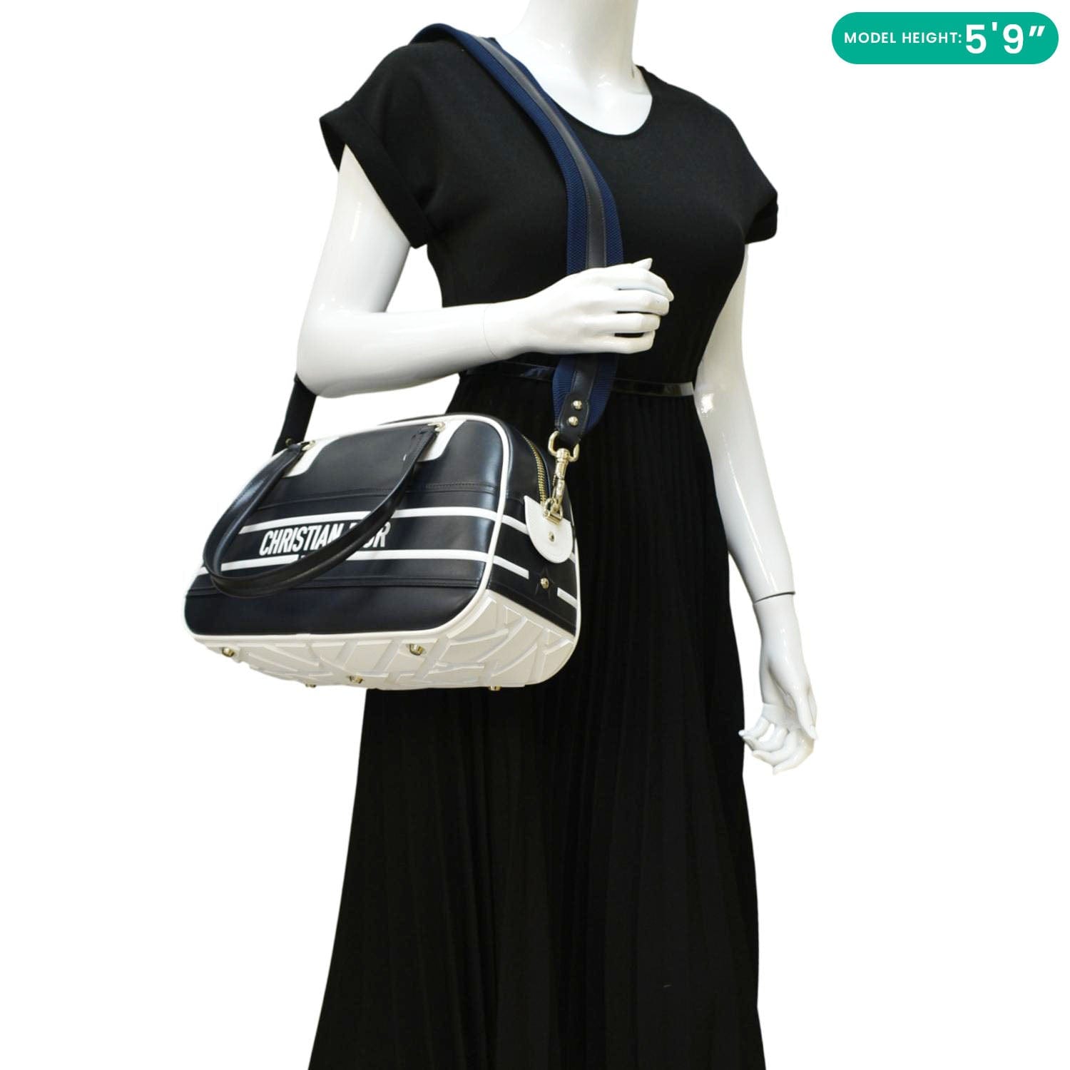 CHRISTIAN DIOR Vibe Zip Medium Leather Navy Blue Shoulder Bag