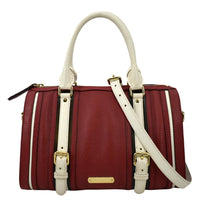 BURBERRY Alchester Bowling Leather Satchel Shoulder Bag Red