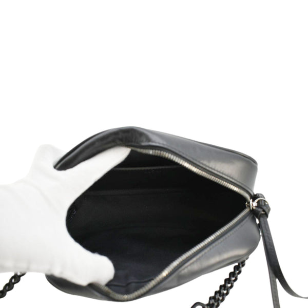 GUCCI GG Marmont Matelasse Chevron Leather Camera Crossbody Bag Black 447632