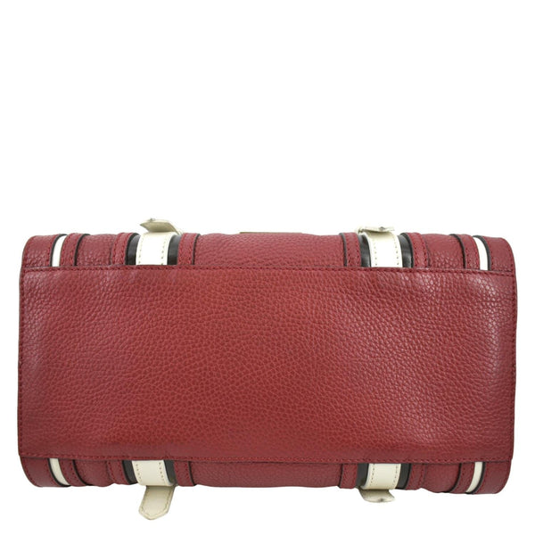 BURBERRY Alchester Bowling Leather Satchel Shoulder Bag Red