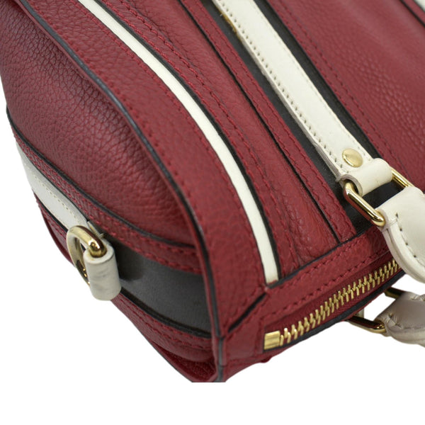 BURBERRY Alchester Bowling Leather Satchel Shoulder Bag Red