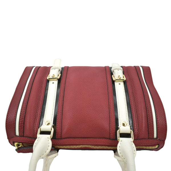 BURBERRY Alchester Bowling Leather Satchel Shoulder Bag Red