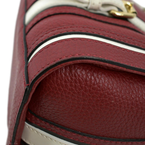 BURBERRY Alchester Bowling Leather Satchel Shoulder Bag Red