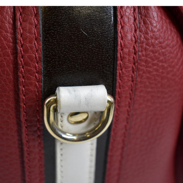 BURBERRY Alchester Bowling Leather Satchel Shoulder Bag Red