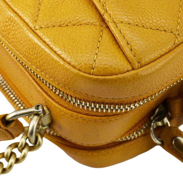 CHANEL Carry Around Mini Quilted Caviar Leather Bowling Bag Yellow