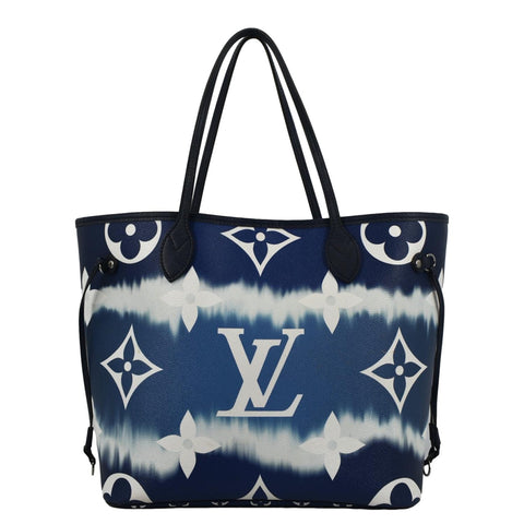 LOUIS VUITTON Neverfull MM Escale Monogram Canvas Shoulder Bag Blue