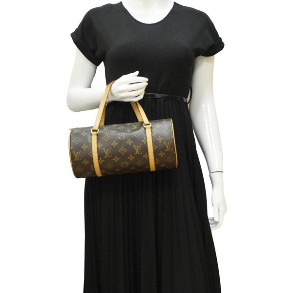 LOUIS VUITTON Papillon 26 Monogram Canvas Satchel Bag Brown