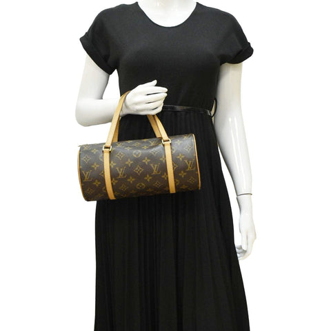 LOUIS VUITTON Papillon 26 Monogram Canvas Satchel Bag Brown