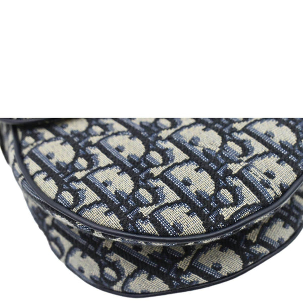 CHRISTIAN DIOR Saddle Oblique Jacquard Crossbody Bag Navy Blue