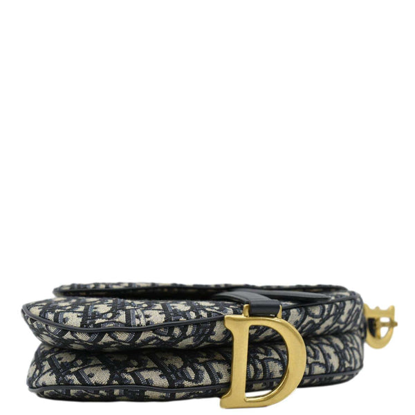 CHRISTIAN DIOR Saddle Oblique Jacquard Crossbody Bag Navy Blue
