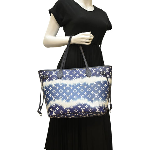 LOUIS VUITTON Neverfull MM Escale Monogram Canvas Shoulder Bag Blue