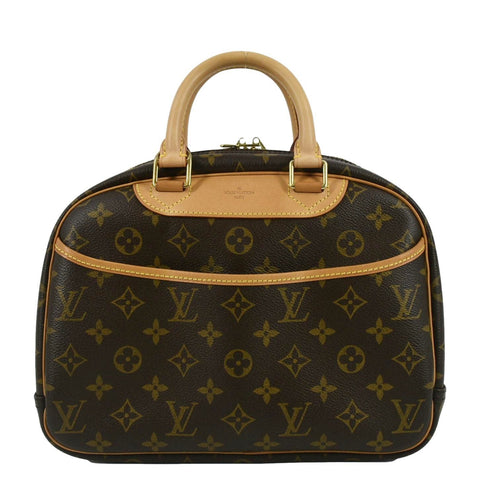 LOUIS VUITTON Deauville Bowling Monogram Canvas Satchel Bag Brown