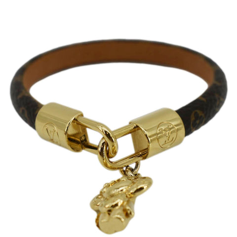 LOUIS VUITTON Tribute Charm Monogram Canvas Bracelet Brown