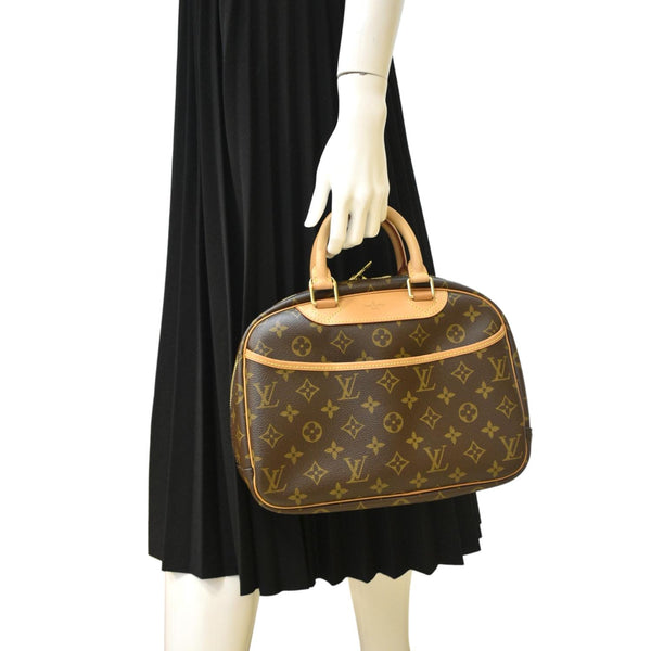 LOUIS VUITTON Deauville Bowling Monogram Canvas Satchel Bag Brown
