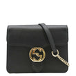 GUCCI Interlocking GG Leather Crossbody Bag Black front look