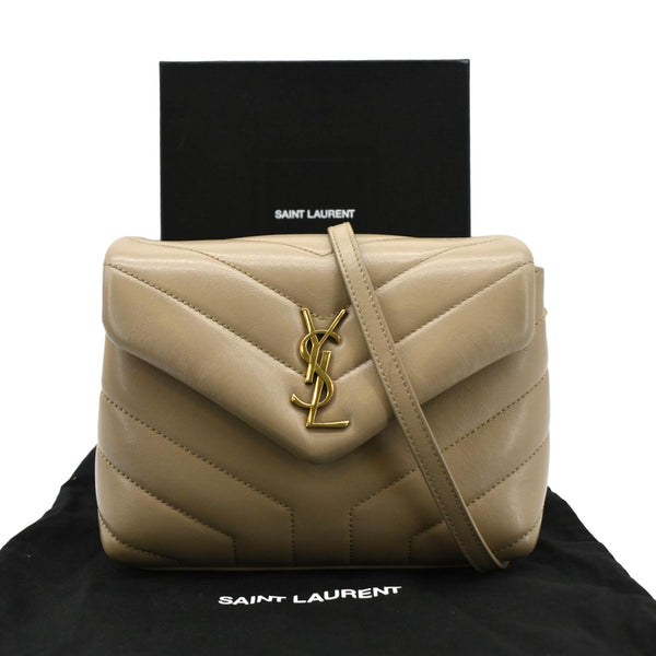 YVES SAINT LAURENT Loulou Toy Matelasse Leather Crossbody Bag Brown