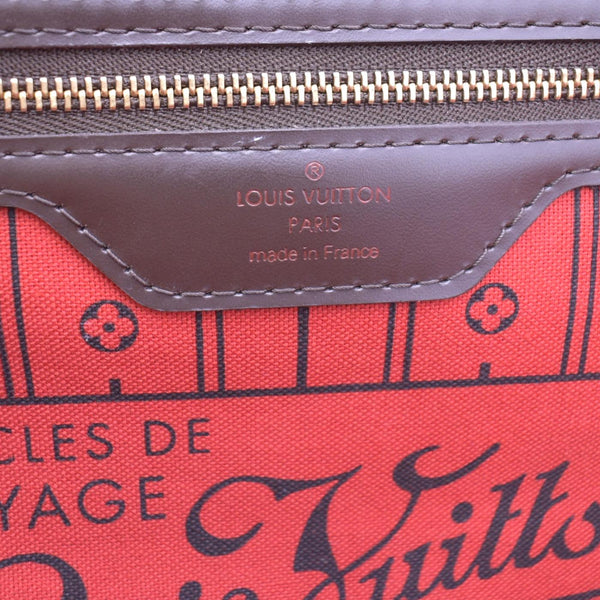 LOUIS VUITTON Neverfull GM Damier Ebene Tote Shoulder Bag Brown