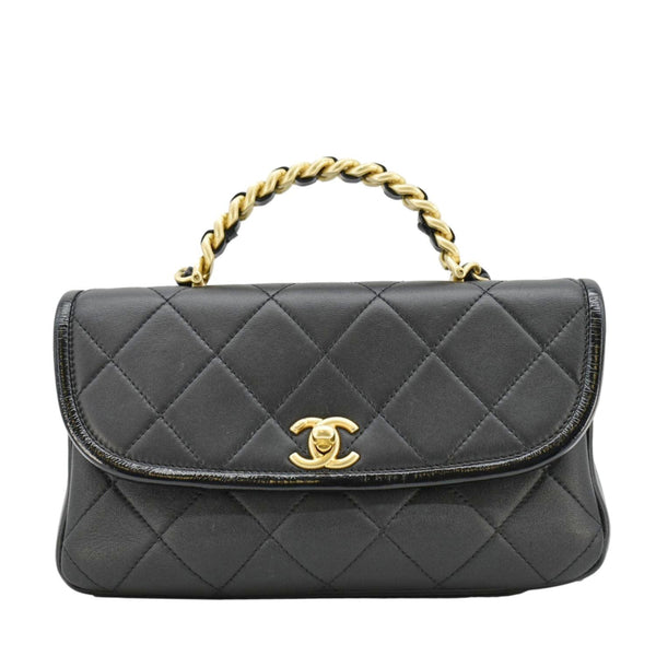 CHANEL La Parisienne Small Quilted Lambskin Leather Shoulder Bag Black