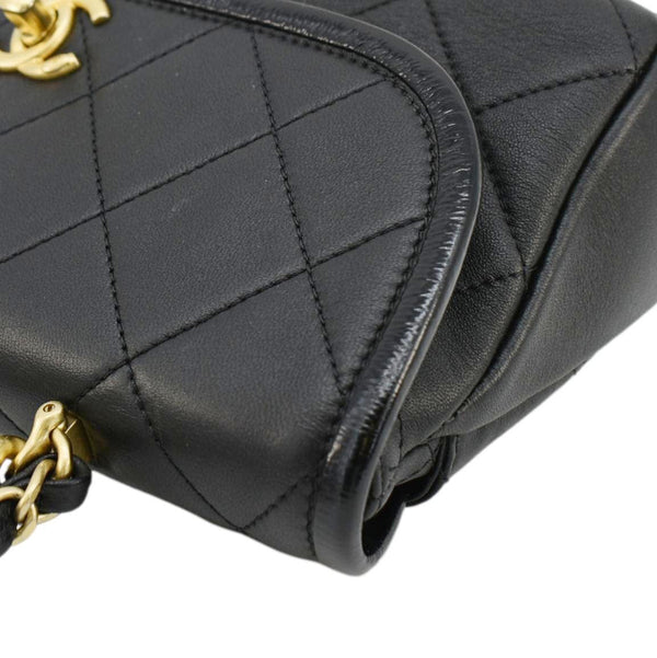 CHANEL La Parisienne Small Quilted Lambskin Leather Shoulder Bag Black