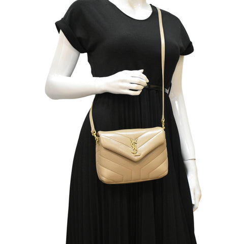 YVES SAINT LAURENT Loulou Toy Matelasse Leather Crossbody Bag Brown