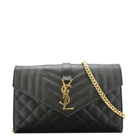 YVES SAINT LAURENT WOC Mixed Matelasse Leather Shoulder Bag Black