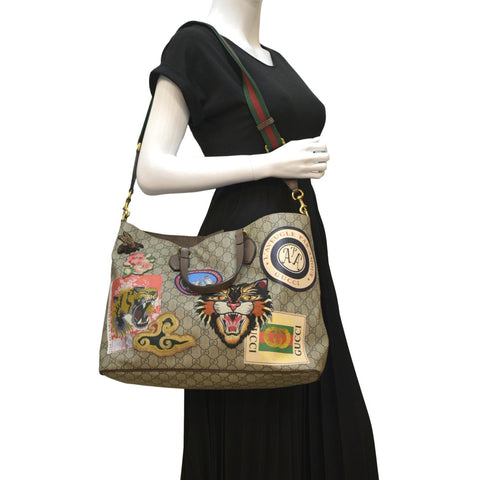 GUCCI Courrier Soft GG Supreme Canvas Tote Shoulder Bag Beige 474085