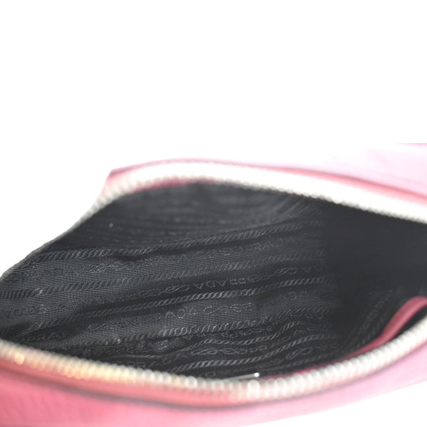 PRADA Vitello Phenix Leather Crossbody Bag Pink