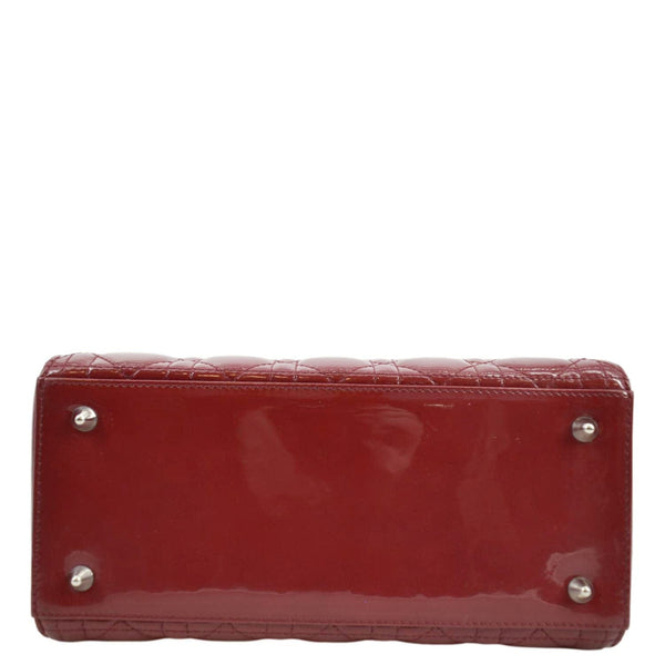 CHRISTIAN DIOR Medium Lady Dior Leather Shoulder Bag Red