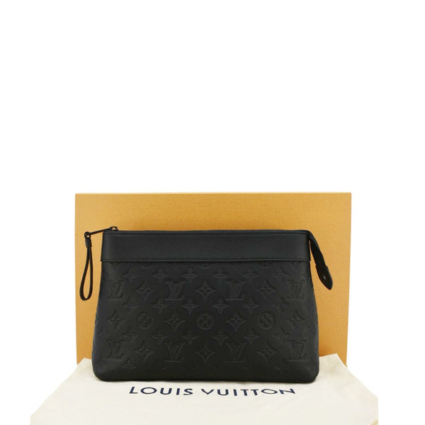 LOUIS VUITTON Pochette Voyage Monogram Shadow Leather Pouch Black
