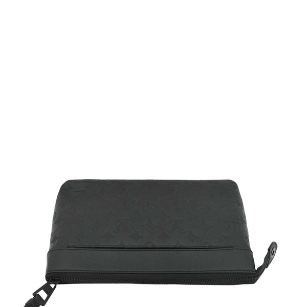 LOUIS VUITTON Pochette Voyage Monogram Shadow Leather Pouch Black