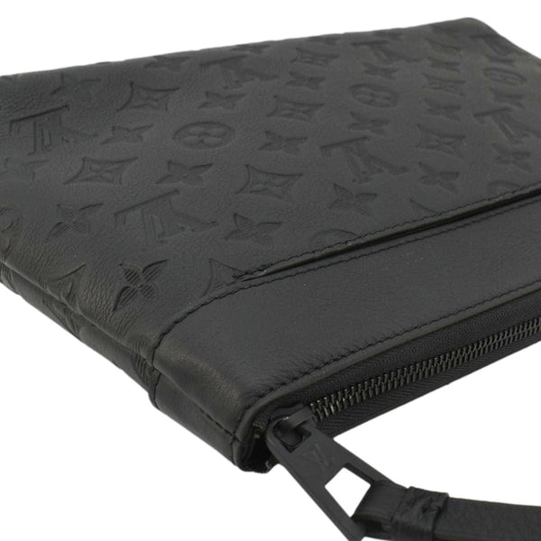 LOUIS VUITTON Pochette Voyage Monogram Shadow Leather Pouch Black
