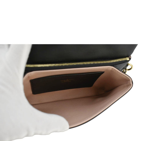 LOUIS VUITTON Coussin Monogram Embossed Pochette Crossbody Bag Black