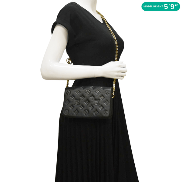 LOUIS VUITTON Coussin Monogram Embossed Pochette Crossbody Bag Black