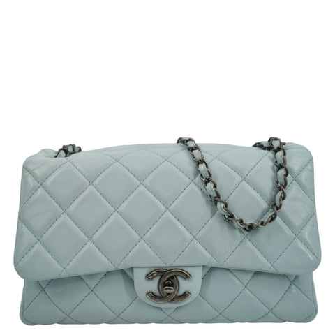 Chanel Pre-owned Crocodile Quilt Double Flap Shoulder Bag - Blue