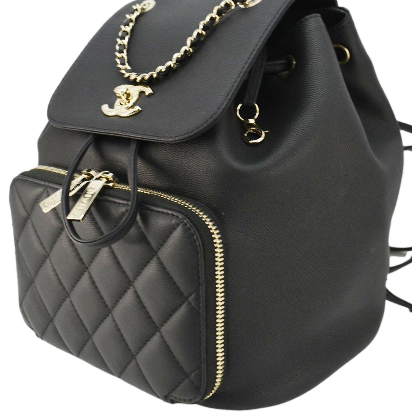 chanel black caviar leather backpack CHANEL Business Affinity Caviar Quilted Backpack Black