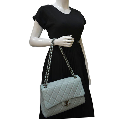 CHANEL Classic Flap Quilted Leather Shoulder Bag Light Blue