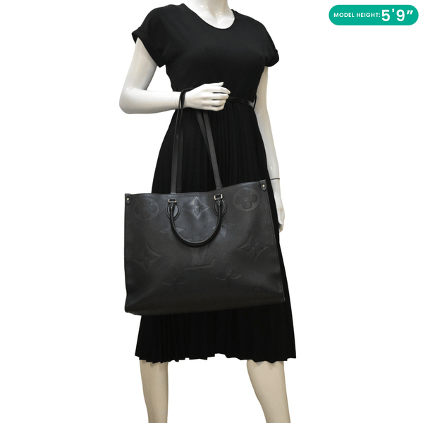 LOUIS VUITTON Onthego GM Monogram Empreinte Leather Tote Bag Black