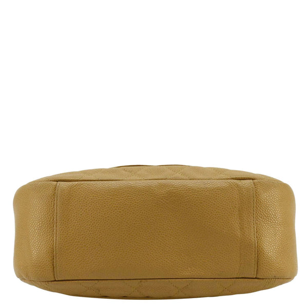 CHANEL Vintage Half Moon Quilted Caviar Leather Hobo Bag Dark Beige