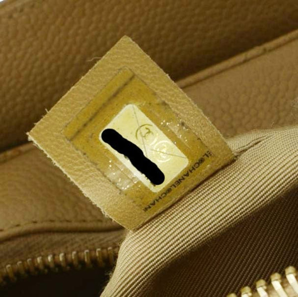 CHANEL Vintage Half Moon Quilted Caviar Leather Hobo Bag Dark Beige