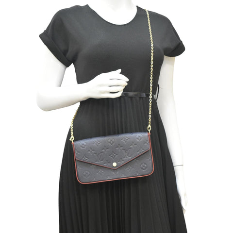 LOUIS VUITTON Felicie Monogram Empreinte Pochette Crossbody Bag Navy Blue