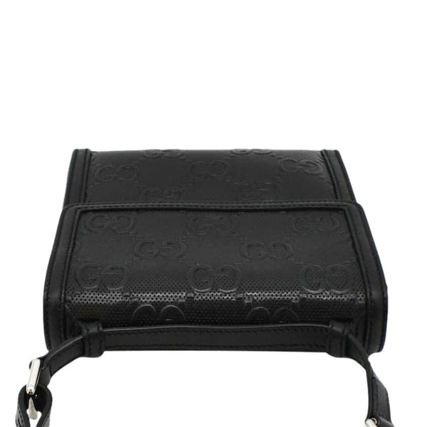GUCCI GG Embossed Leather Bag Black upper look