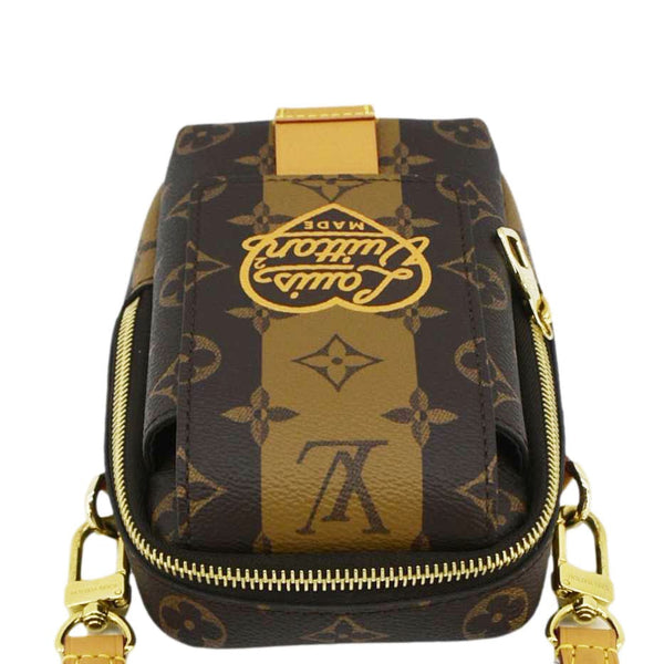 LOUIS VUITTON x Nigo Double Flap Reverse Monogram Canvas Phone Pouch Brown