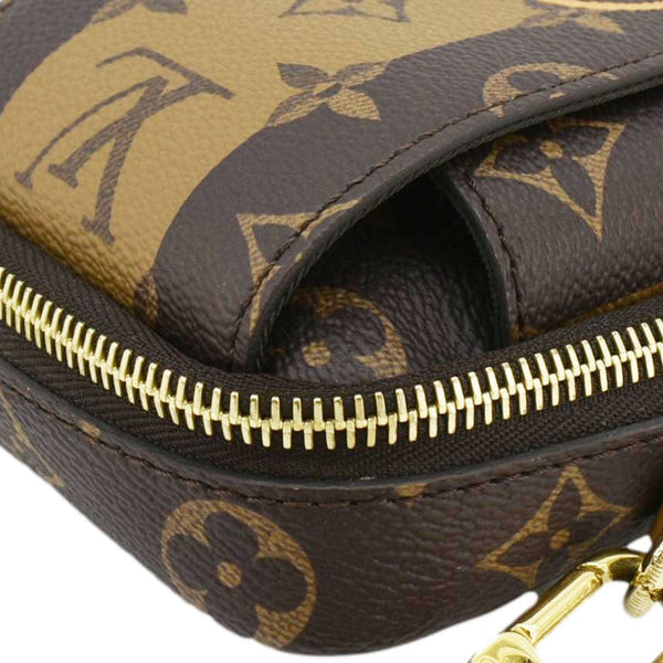 LOUIS VUITTON x Nigo Double Flap Reverse Monogram Canvas Phone Pouch Brown
