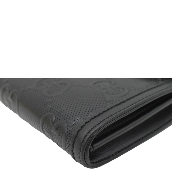 GUCCI GG Embossed Leather Messenger Bag Black 625782