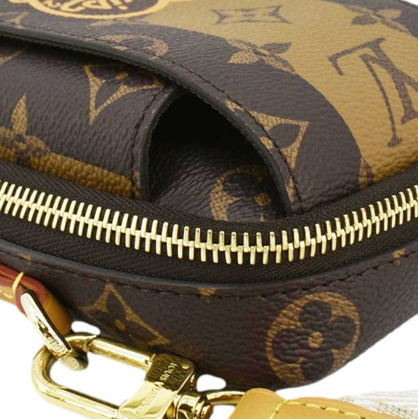LOUIS VUITTON x Nigo Double Flap Reverse Monogram Canvas Phone Pouch Brown