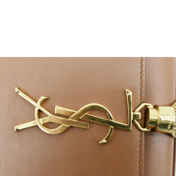 YVES SAINT LAURENT Kate Leather Chain Clutch Crossbody Bag Tan