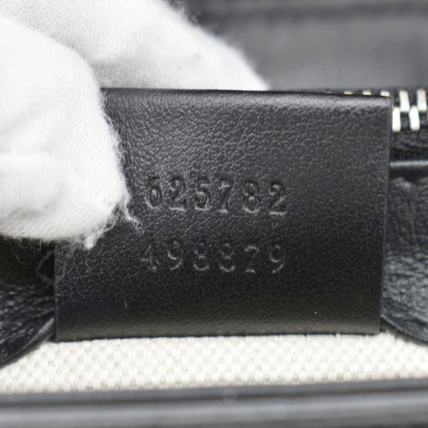 GUCCI GG Embossed Leather Messenger Bag Black 625782
