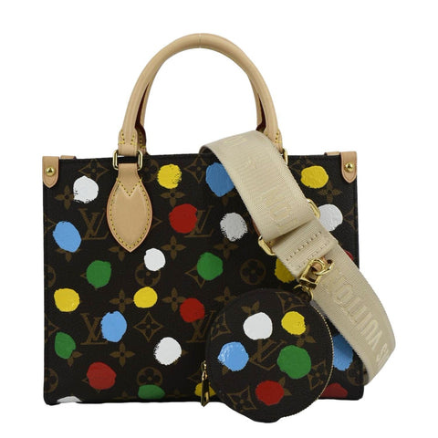 LOUIS VUITTON Onthego Yayoi Kusama Dots Monogram Canvas Shoulder Bag Multicolor