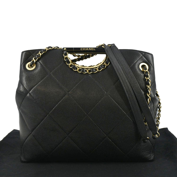 CHANEL Large A Real Catch Quilted Leather Shopping Tote Bag Black